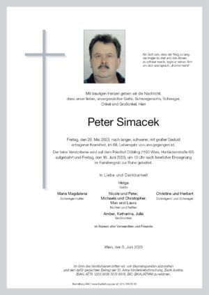 Traueranzeige von Peter Simacek