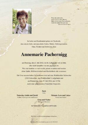 Traueranzeige von Annemarie Pachernigg