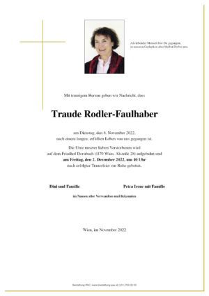 Traueranzeige von Traude Rodler-Faulhaber