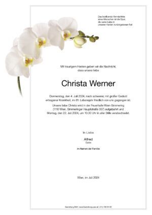 Traueranzeige von Christa Werner