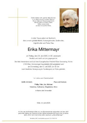 Traueranzeige von Erika Mittermayr