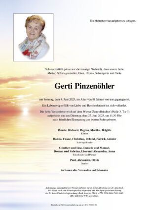 Traueranzeige von Gerti Pinzenöhler