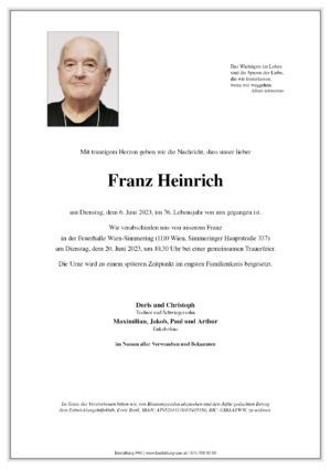 Traueranzeige von Franz Heinrich