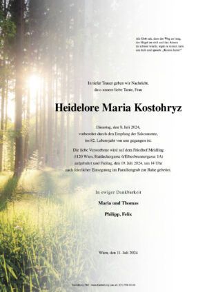 Traueranzeige von Heidelore Kostohryz