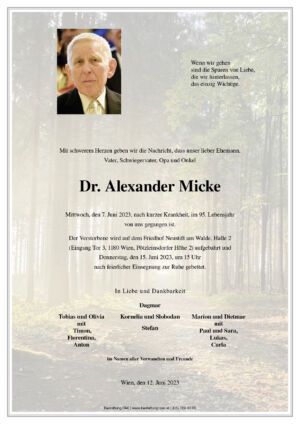 Traueranzeige von Dr. Alexander Micke