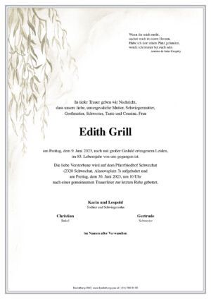 Traueranzeige von Edith Grill