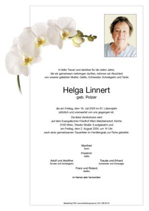 Traueranzeige von Helga Linnert
