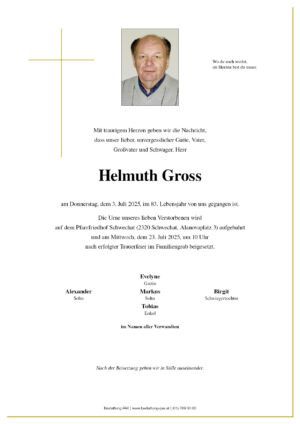 Traueranzeige von Helmuth Gross