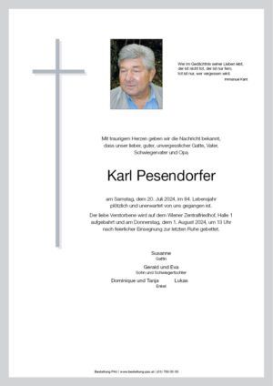 Traueranzeige von Karl Pesendorfer