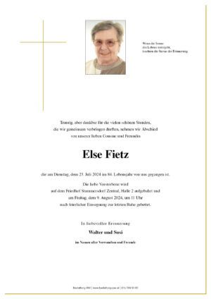 Traueranzeige von Else Fietz