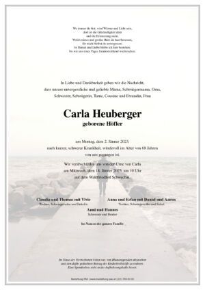 Traueranzeige von Carla Heuberger