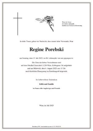 Traueranzeige von Regine Porebski