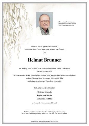 Traueranzeige von Helmut Brunner