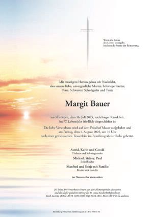 Traueranzeige von Margit Bauer