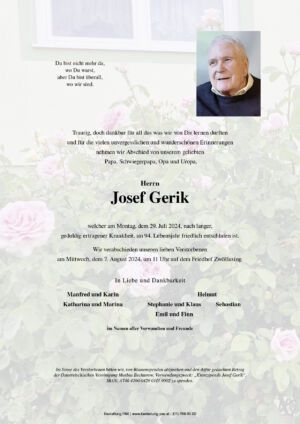Traueranzeige von Josef Gerik