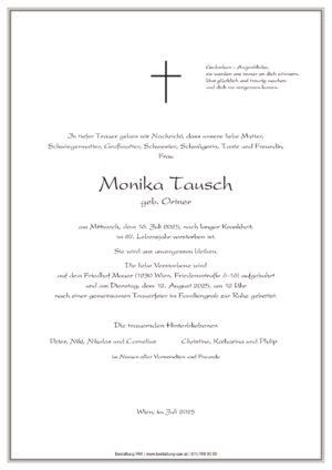 Traueranzeige von Monika Tausch