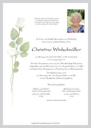 Traueranzeige von Christine Winkelmüller