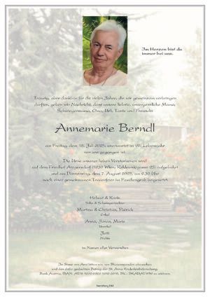 Traueranzeige von Annemarie Berndl