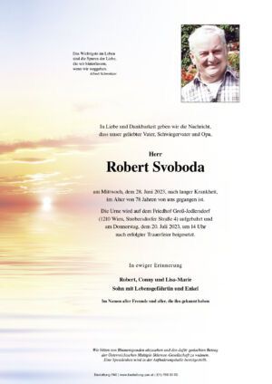 Traueranzeige von Robert Svoboda