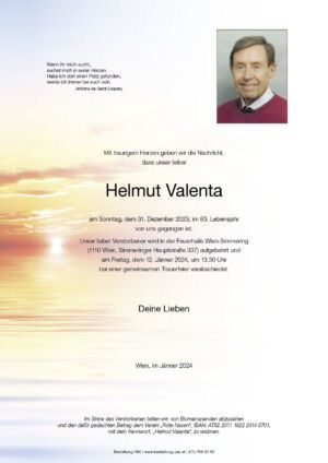 Traueranzeige von Helmut Valenta