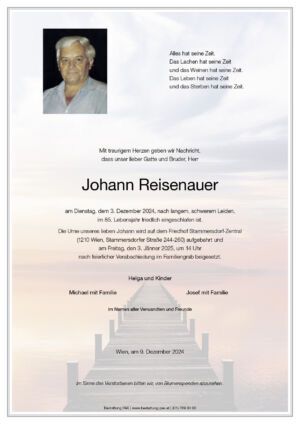 Traueranzeige von Johann Reisenauer