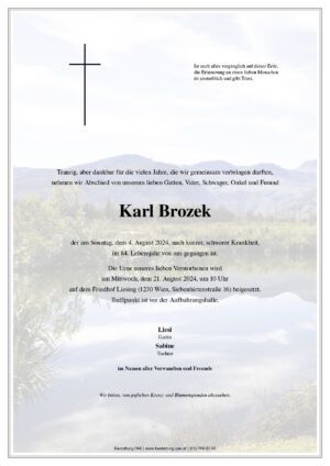 Traueranzeige von Karl Brozek