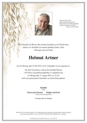Traueranzeige von Helmut Artner
