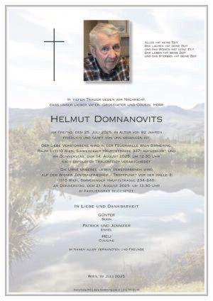 Traueranzeige von Helmut Domnanovits
