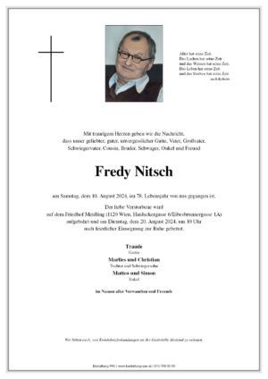 Traueranzeige von Fredy Nitsch