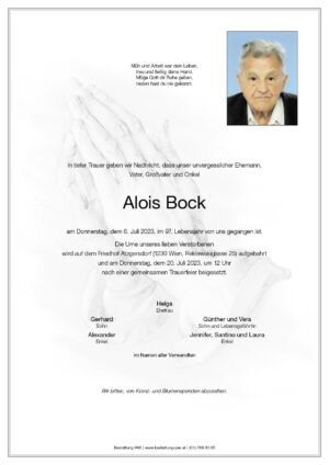 Traueranzeige von Alois Bock