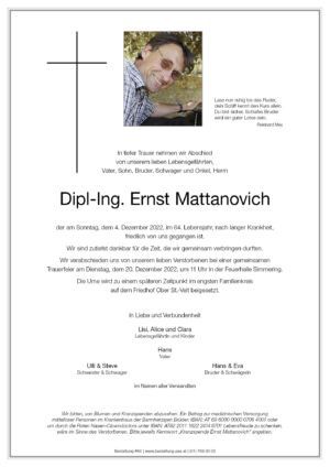 Traueranzeige von Dipl.-Ing. Ernst Mattanovich