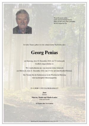 Traueranzeige von Georg Penias