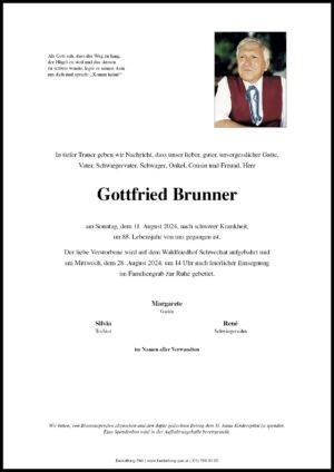 Traueranzeige von Gottfried Brunner