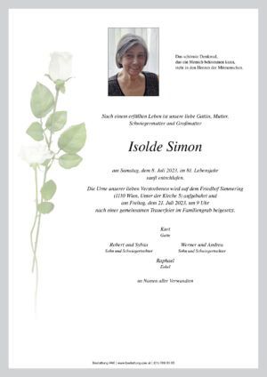 Traueranzeige von Isolde Simon