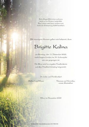 Traueranzeige von Brigitte Kalina