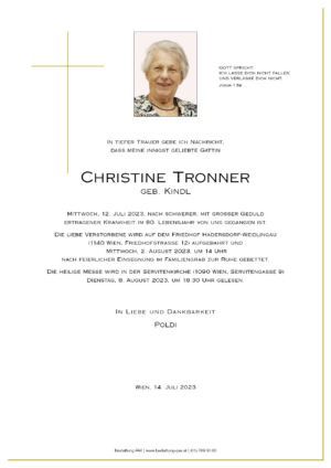 Traueranzeige von Christine Tronner