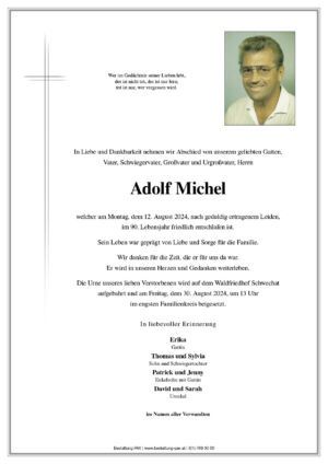 Traueranzeige von Adolf Michel