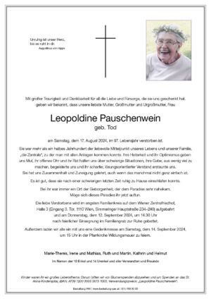 Traueranzeige von Leopoldine Pauschenwein