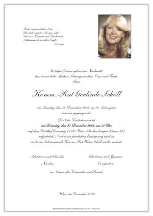 Traueranzeige von Komm.-Rat Gerlinde Schöll