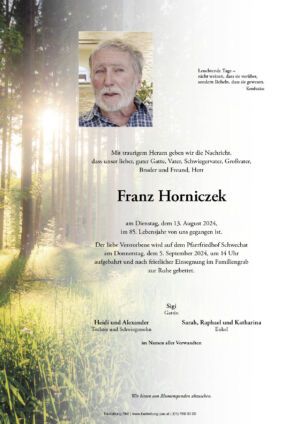 Traueranzeige von Franz Horniczek