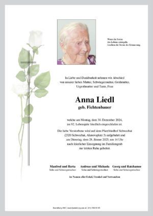 Traueranzeige von Anna Liedl