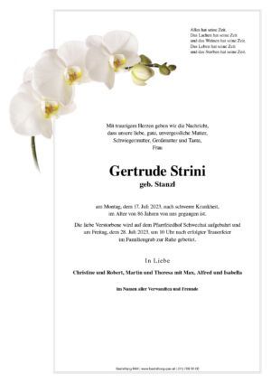 Traueranzeige von Gertrude Strini