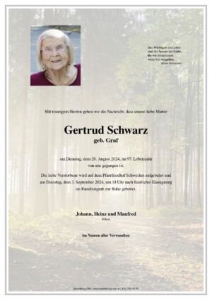 Traueranzeige von Gertrud Schwarz
