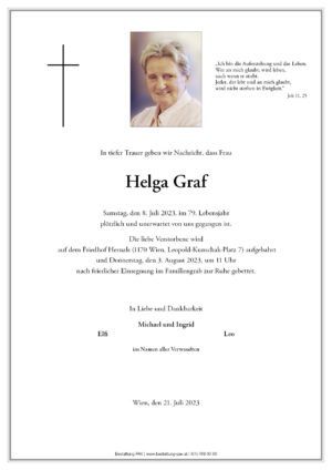 Traueranzeige von Helga Graf