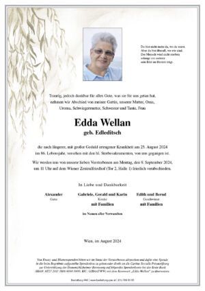 Traueranzeige von Edda Wellan