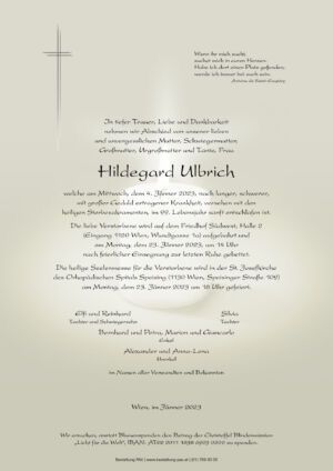 Traueranzeige von Hildegard Ulbrich