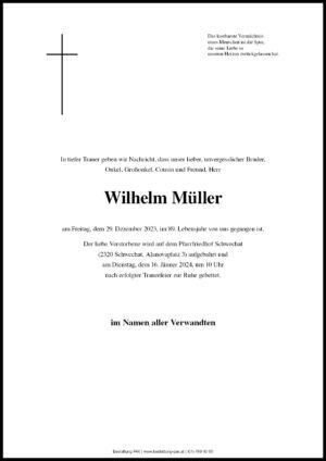 Traueranzeige von Wilhelm Müller