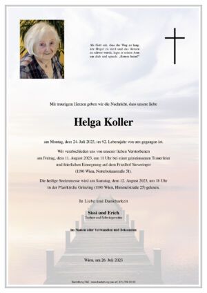 Traueranzeige von Helga Koller