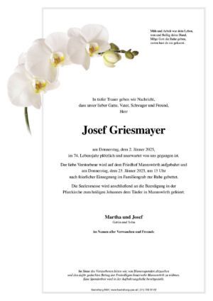 Traueranzeige von Josef Griesmayer