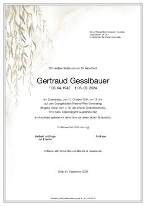 Traueranzeige von Gertraud Gesslbauer